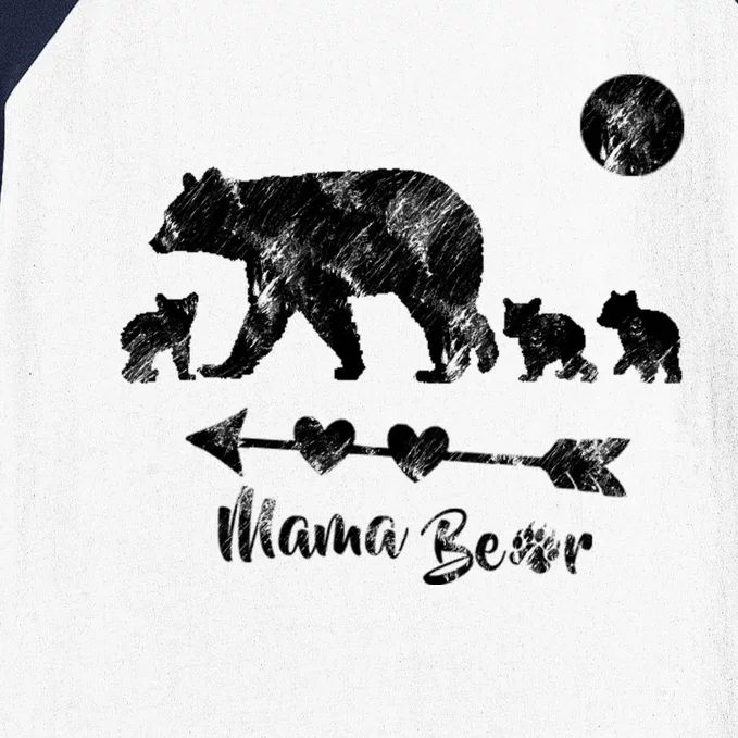 Mama Bear Gift With Three Cute Bear Cubs Mothers Day Funny Gift Baseball Sleeve Shirt