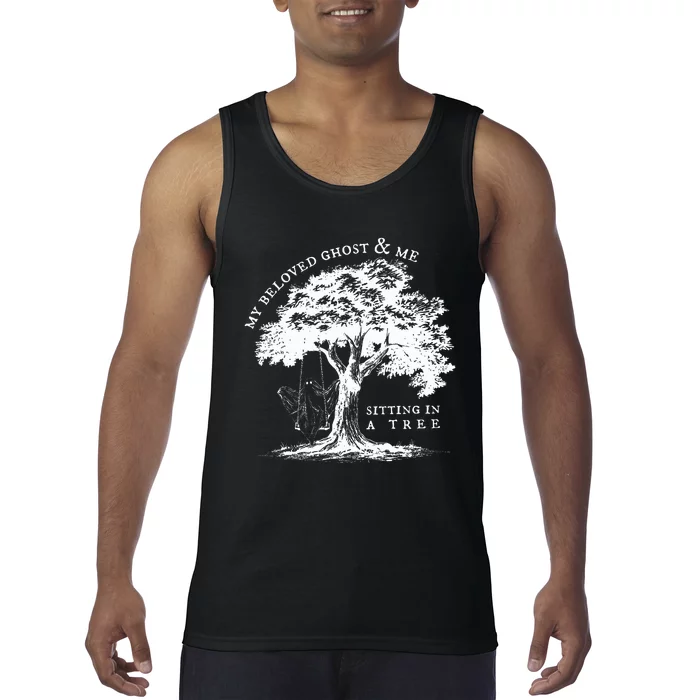 My Beloved Ghost And Me Sitting In A Tree Halloween Ghost Tank Top