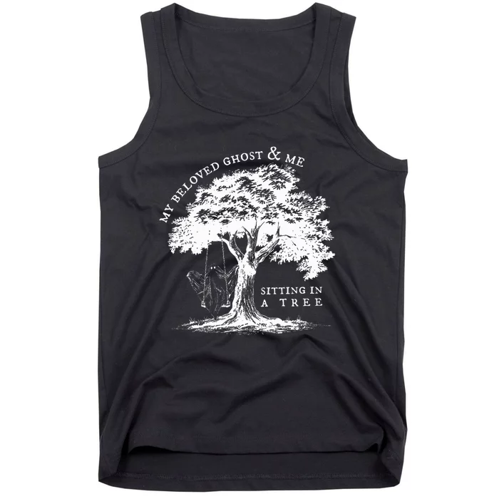 My Beloved Ghost And Me Sitting In A Tree Halloween Ghost Tank Top