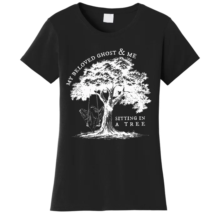 My Beloved Ghost And Me Sitting In A Tree Halloween Ghost Women's T-Shirt