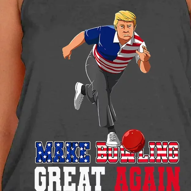 Make Bowling Great Again Funny Trump Bowling Accessories Women's Knotted Racerback Tank