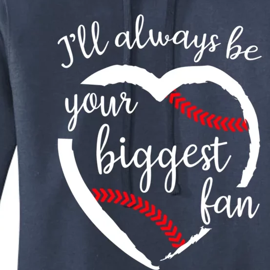 Mom Baseball Gift Heart Always Be Biggest Fan Family Quote Women's Pullover Hoodie