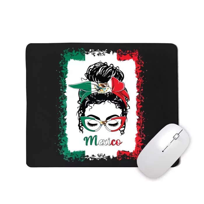 Messy Bun Girl Mexico Flag Mexican Mousepad