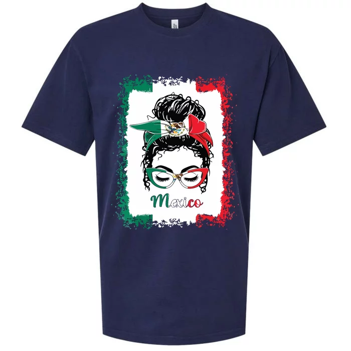 Messy Bun Girl Mexico Flag Mexican Sueded Cloud Jersey T-Shirt