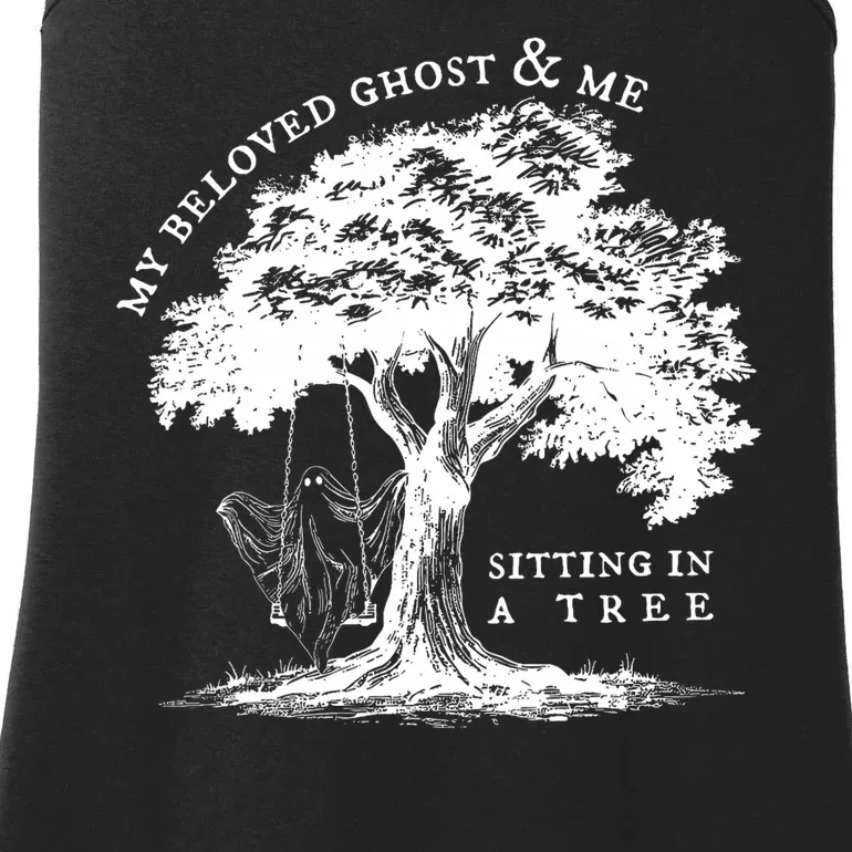 My Beloved Ghost And Me Sitting In A Tree Halloween Ghost Ladies Essential Tank