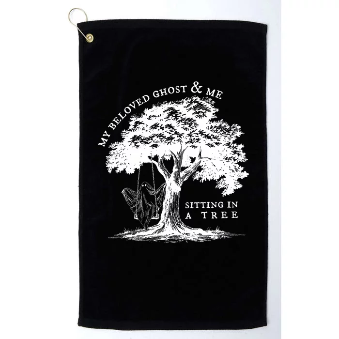 My Beloved Ghost And Me Sitting In A Tree Halloween Ghost Platinum Collection Golf Towel