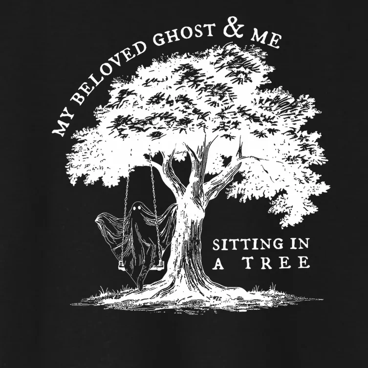 My Beloved Ghost And Me Sitting In A Tree Halloween Ghost Women's Crop Top Tee