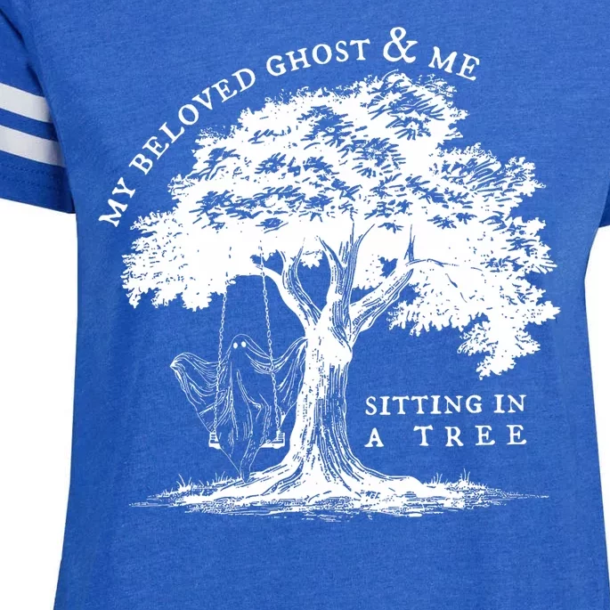 My Beloved Ghost And Me Sitting In A Tree Halloween Ghost Enza Ladies Jersey Football T-Shirt