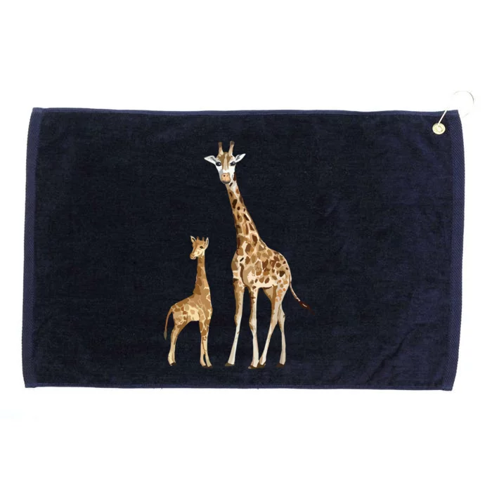 Mama & Baby Giraffe Wildlife Grommeted Golf Towel