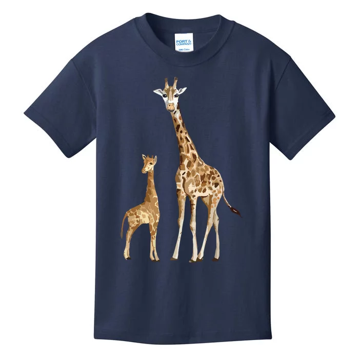 Mama & Baby Giraffe Wildlife Kids T-Shirt