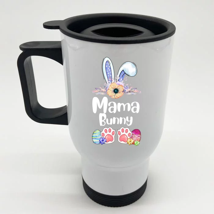 Mama Bunny Gift Matching Family Easter Day Rabbit Mom Cute Gift Front & Back Stainless Steel Travel Mug