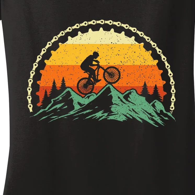 Mountain Biking Gear Bike Rider Mtb Lover Cyclist Downhill Women's V-Neck T-Shirt