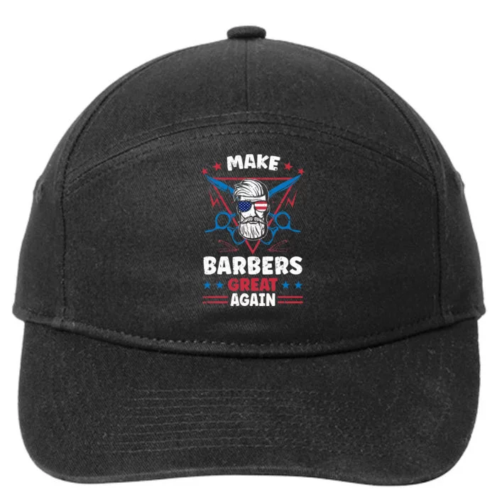 Make Barbers Great Again Cool Barbers For Trump 2024 7-Panel Snapback Hat