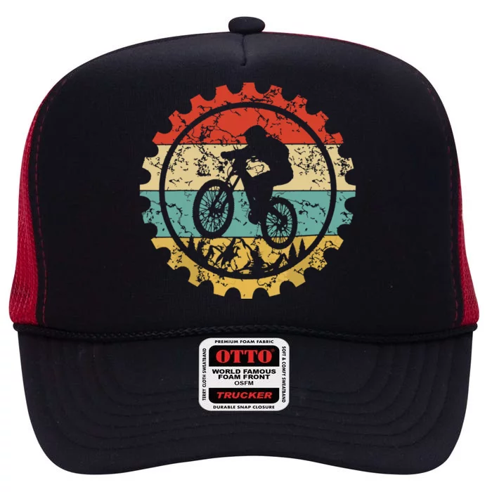 Mountain Biking Gear Retro Vintage MTB Bicycle Bike Rider High Crown Mesh Trucker Hat