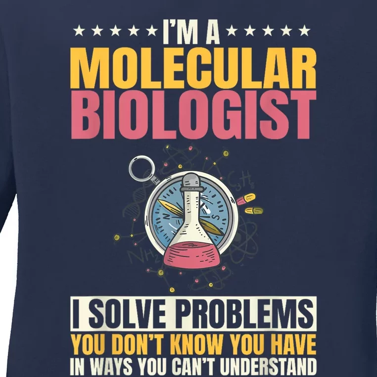 Molecular Biologist Genetic Scientist DNA Biology Science Ladies Long Sleeve Shirt