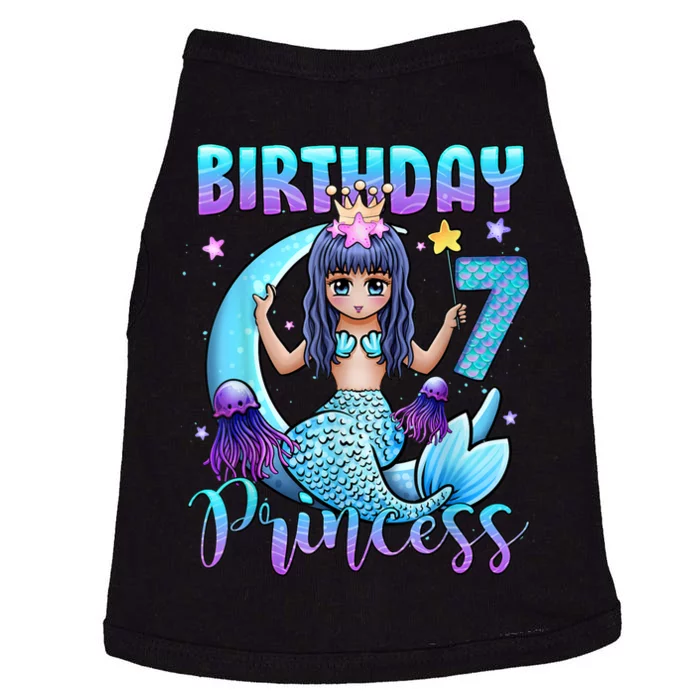 Mermaid Birthday Girl 7 Years Old Mermaid 7th Birthday Girls Doggie Tank