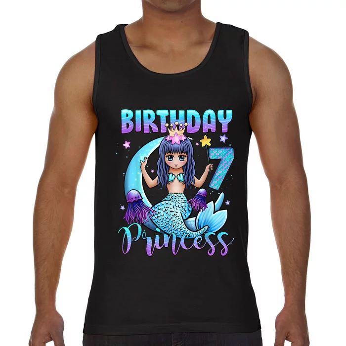 Mermaid Birthday Girl 7 Years Old Mermaid 7th Birthday Girls Comfort Colors® Tank Top