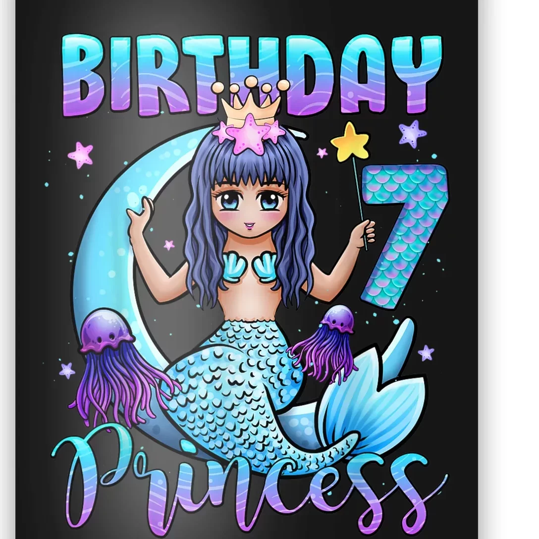 Mermaid Birthday Girl 7 Years Old Mermaid 7th Birthday Girls Poster