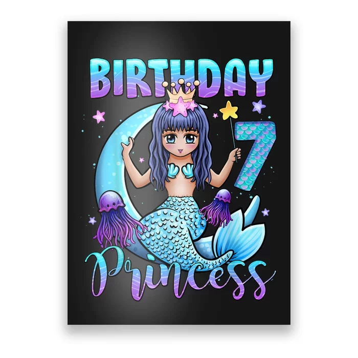 Mermaid Birthday Girl 7 Years Old Mermaid 7th Birthday Girls Poster