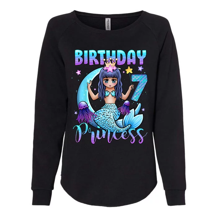 Mermaid Birthday Girl 7 Years Old Mermaid 7th Birthday Girls Womens California Wash Sweatshirt