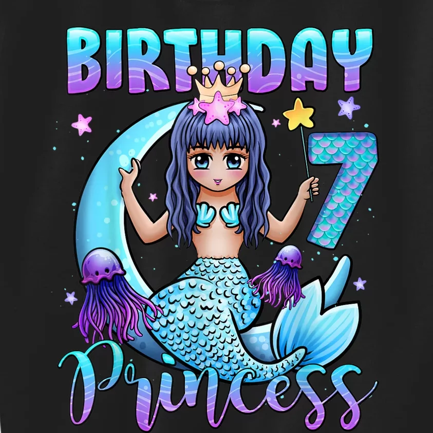 Mermaid Birthday Girl 7 Years Old Mermaid 7th Birthday Girls Kids Sweatshirt