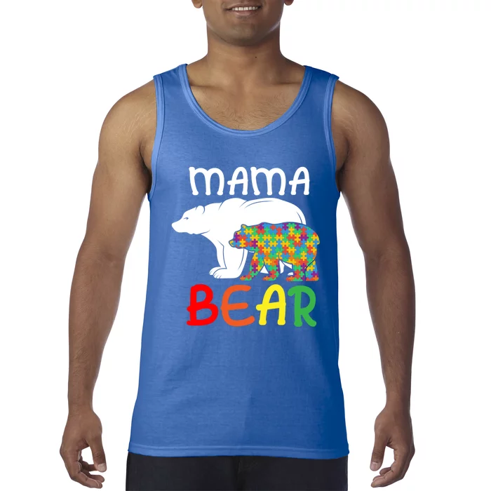 Mama Bear Gift Unique Autism Mom Autistic Mother Support Gift Tank Top