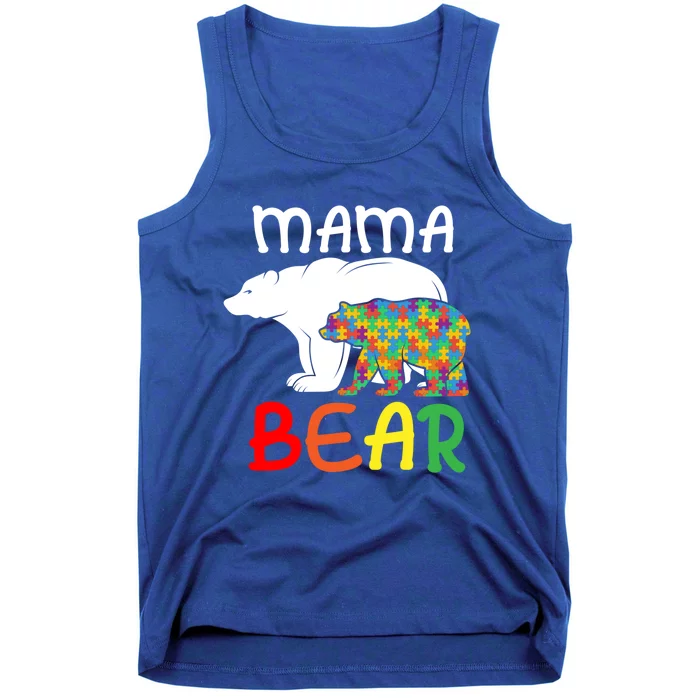 Mama Bear Gift Unique Autism Mom Autistic Mother Support Gift Tank Top