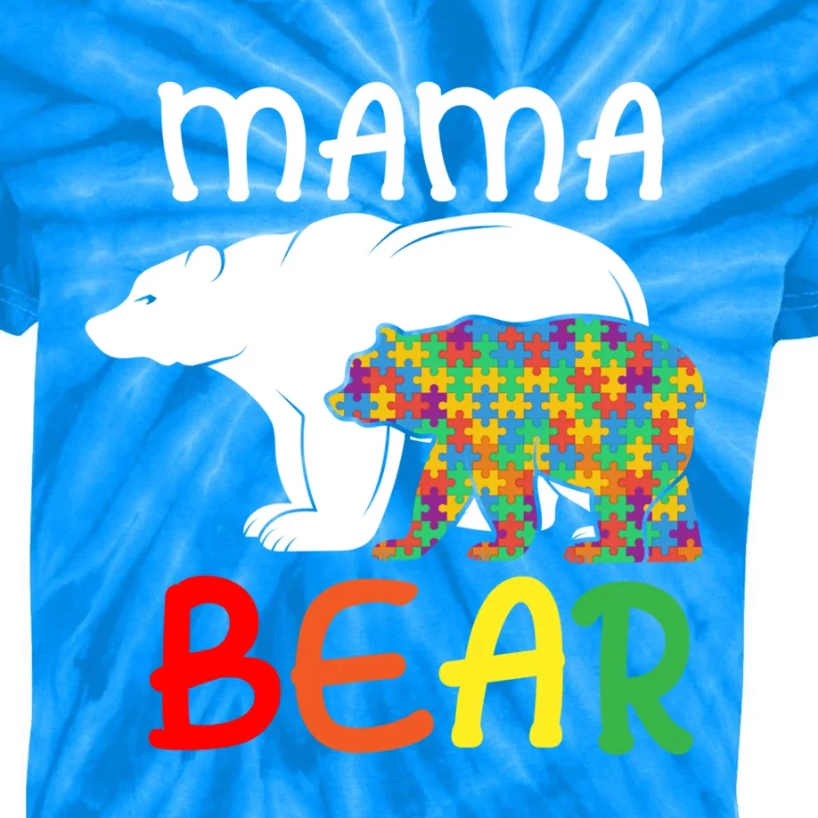 Mama Bear Gift Unique Autism Mom Autistic Mother Support Gift Kids Tie-Dye T-Shirt