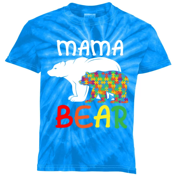 Mama Bear Gift Unique Autism Mom Autistic Mother Support Gift Kids Tie-Dye T-Shirt