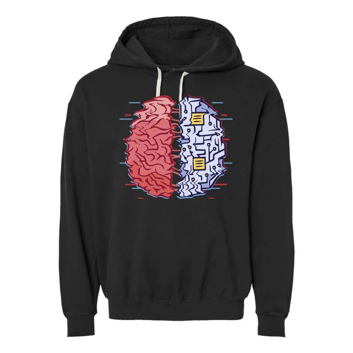 Machine Brain Glitch Garment-Dyed Fleece Hoodie