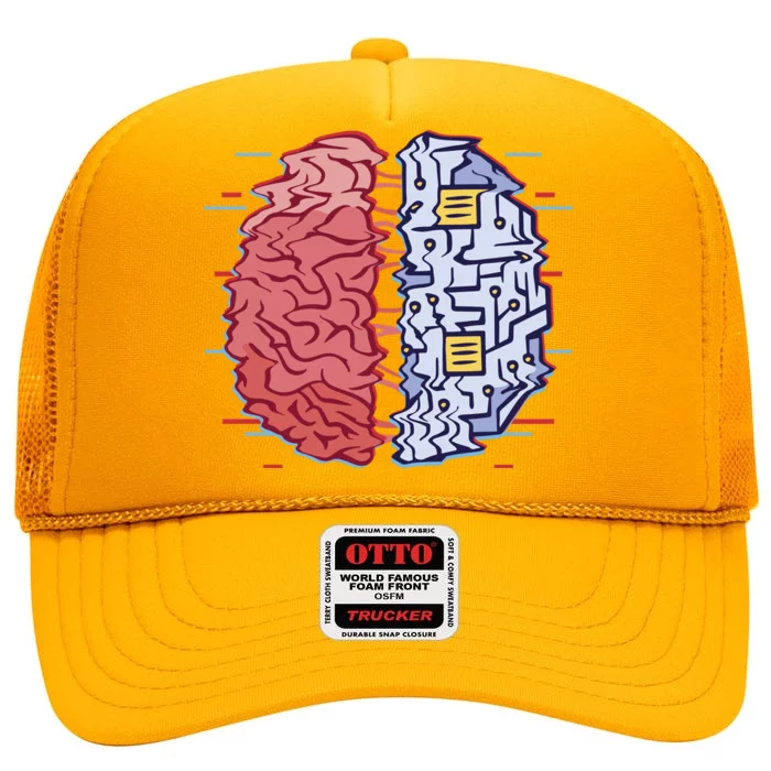 Machine Brain Glitch High Crown Mesh Trucker Hat