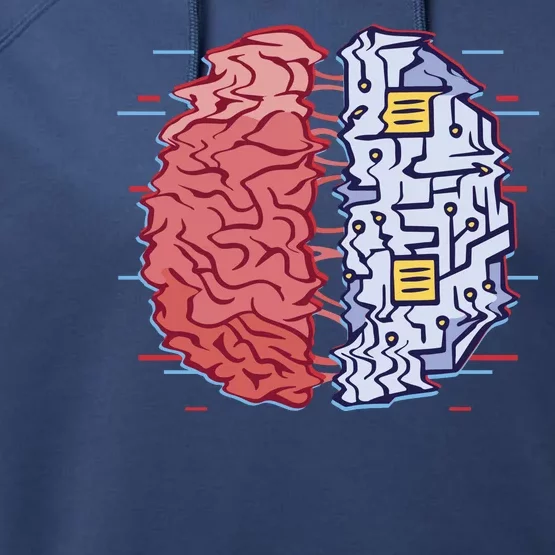 Machine Brain Glitch Performance Fleece Hoodie