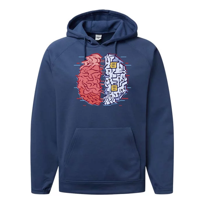 Machine Brain Glitch Performance Fleece Hoodie