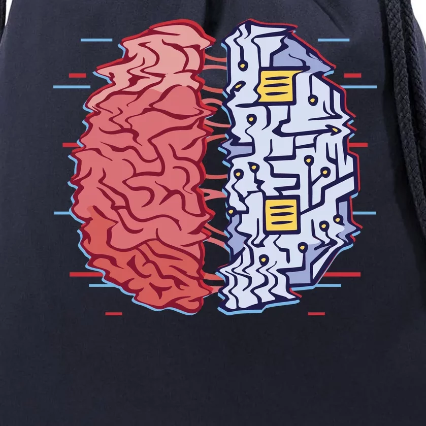 Machine Brain Glitch Drawstring Bag