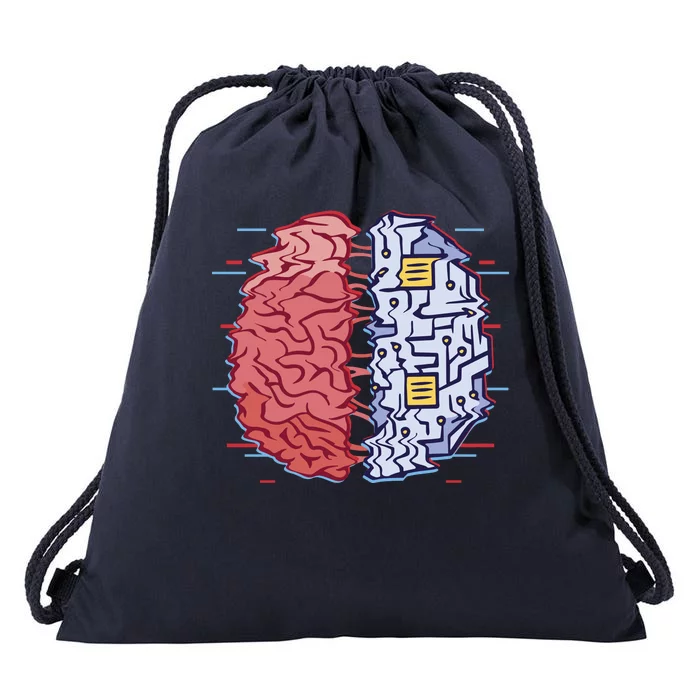 Machine Brain Glitch Drawstring Bag