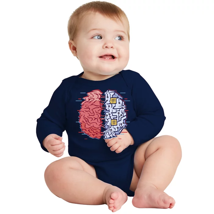 Machine Brain Glitch Baby Long Sleeve Bodysuit