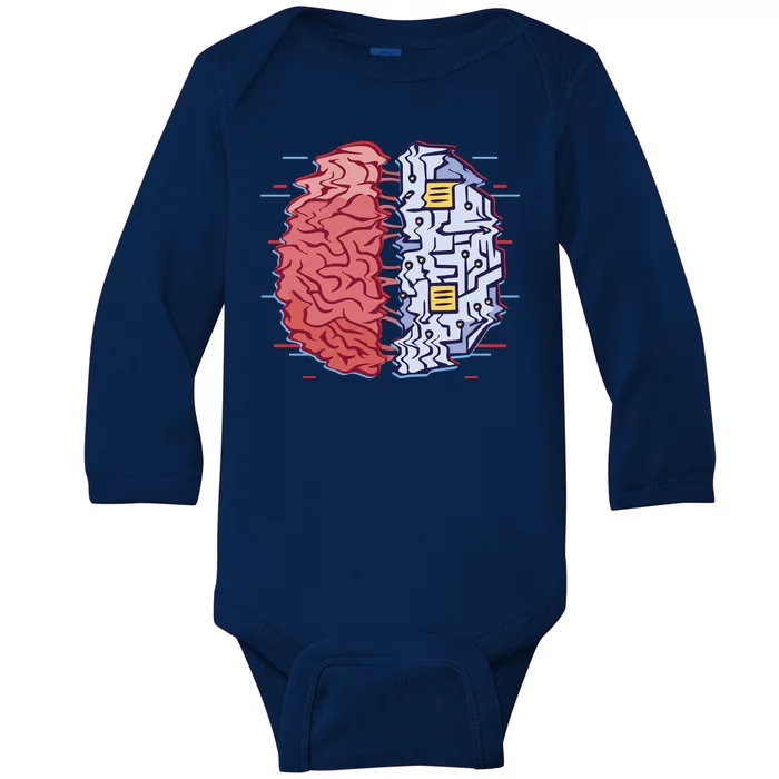 Machine Brain Glitch Baby Long Sleeve Bodysuit