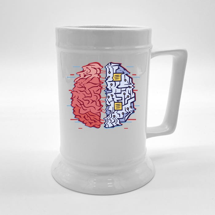 Machine Brain Glitch Front & Back Beer Stein