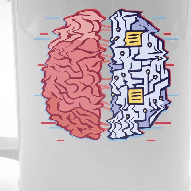 Machine Brain Glitch Front & Back Beer Stein