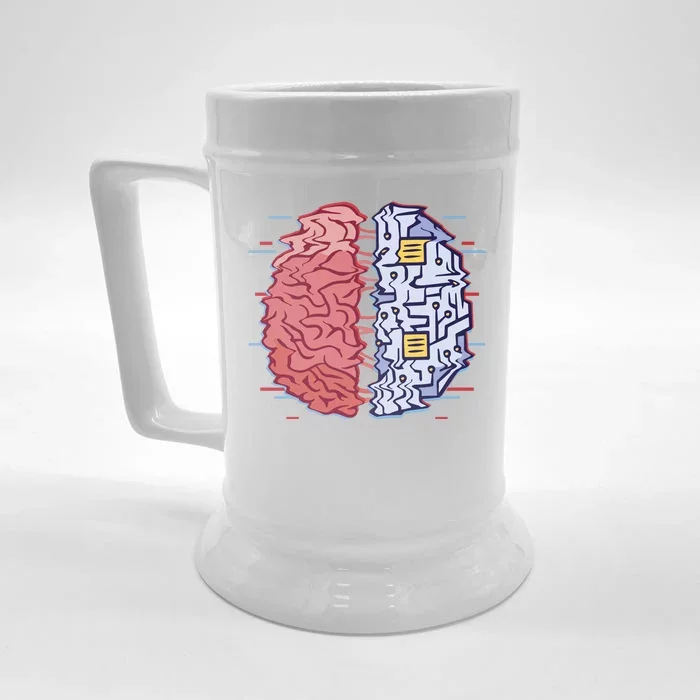 Machine Brain Glitch Front & Back Beer Stein