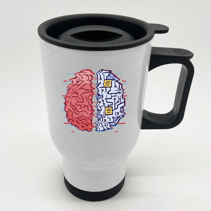 Machine Brain Glitch Front & Back Stainless Steel Travel Mug