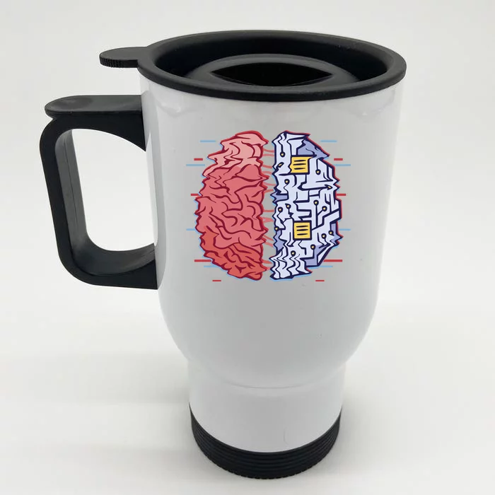 Machine Brain Glitch Front & Back Stainless Steel Travel Mug