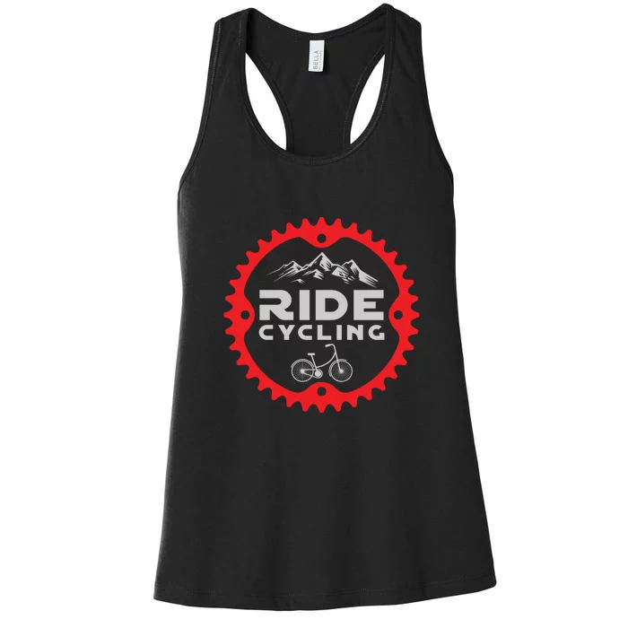 Mountain Biking Gear Retro Vintage MTB Bicycle Bike Rider Gift Women's Racerback Tank