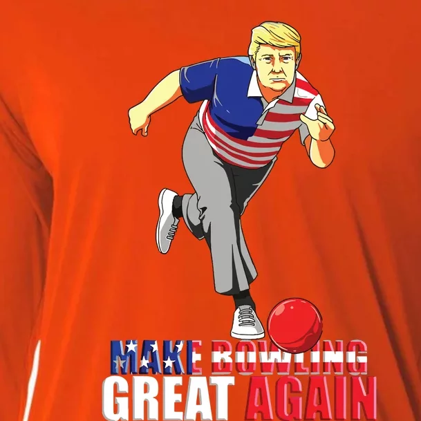 Make Bowling Great Again Funny Trump Bowling Gift Cooling Performance Long Sleeve Crew