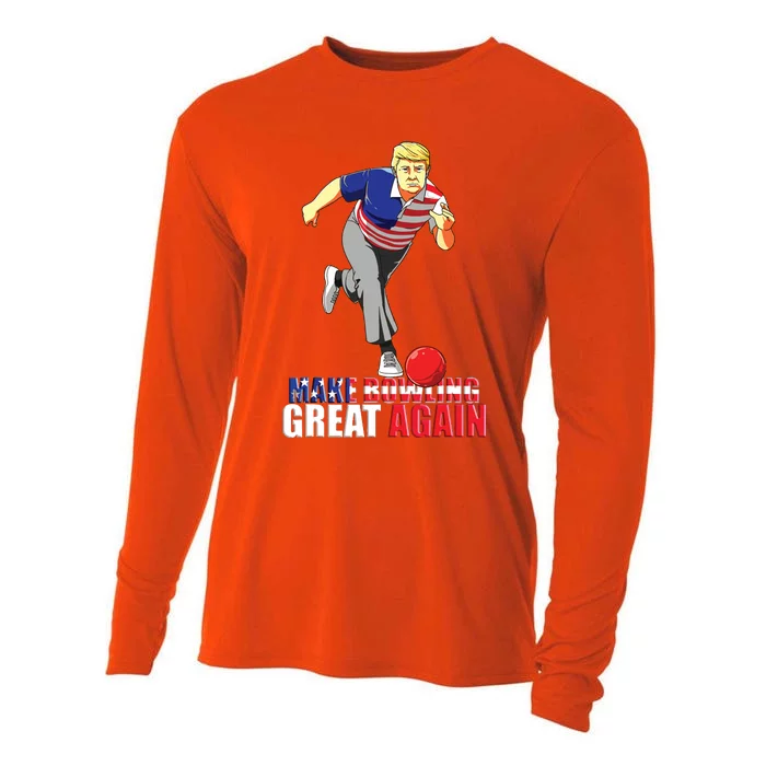 Make Bowling Great Again Funny Trump Bowling Gift Cooling Performance Long Sleeve Crew