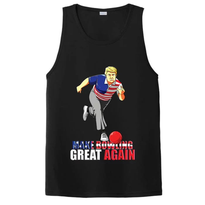 Make Bowling Great Again Funny Trump Bowling Gift Performance Tank