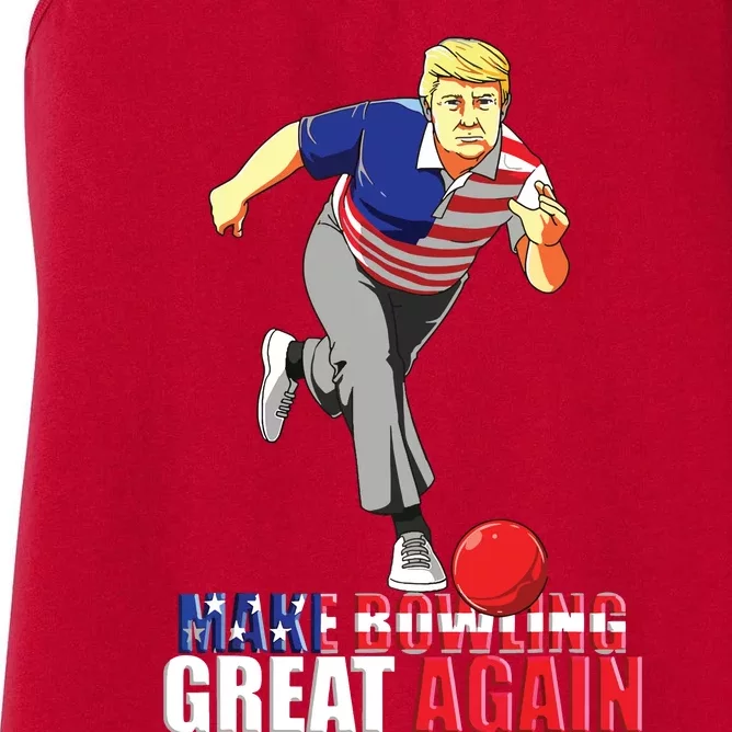 Make Bowling Great Again Funny Trump Bowling Gift Women's Racerback Tank