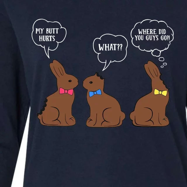 My Butt Hurts Chocolate Bunny Easter Funny Womens Cotton Relaxed Long Sleeve T-Shirt