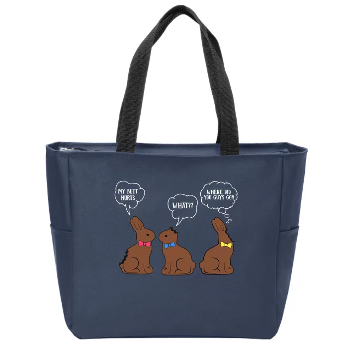 My Butt Hurts Chocolate Bunny Easter Funny Zip Tote Bag