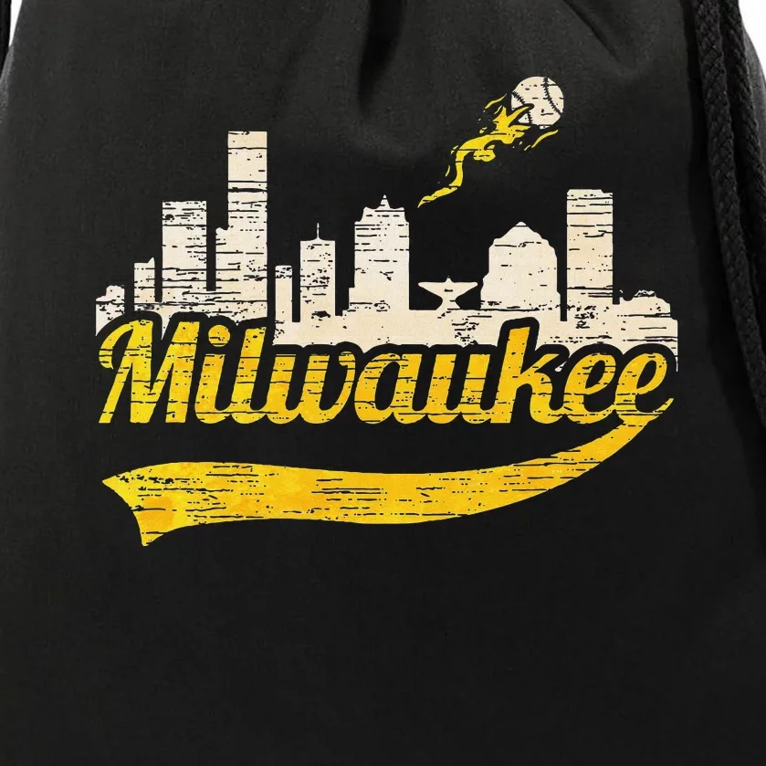 Milwaukee Baseball Home Run City Skyline Drawstring Bag